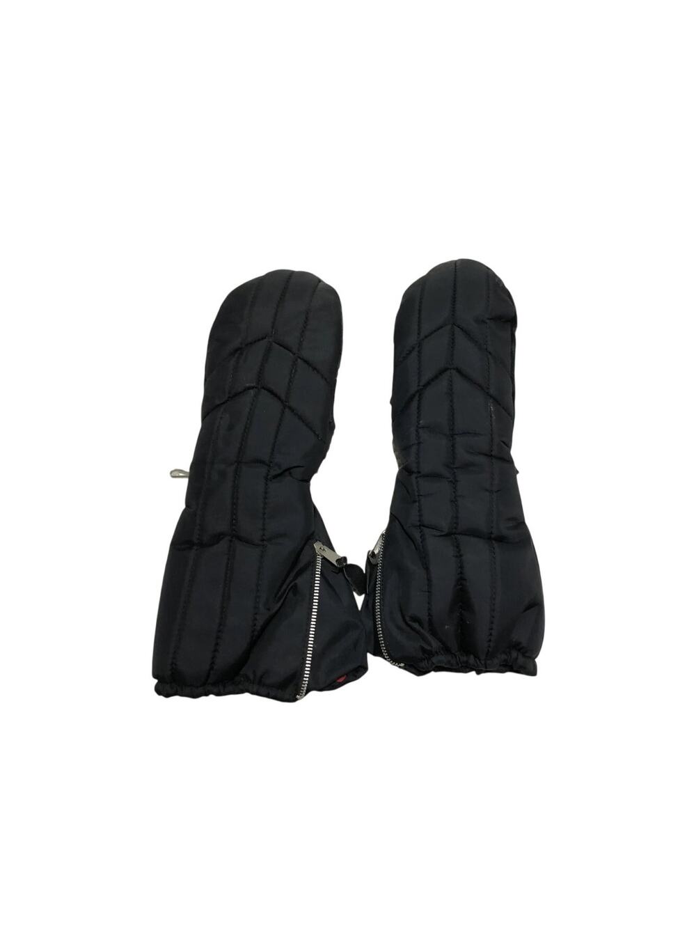 Black Ski Mittens Kombi Genuine Leather Nylon Cotton Fleece Size Large Vintage